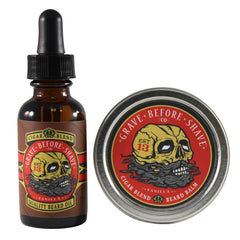 Grave Before Shave Cigar Blend beard balm tin for deeply conditioned facial hair.