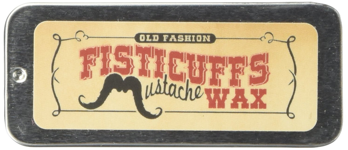 Grave Before Shave Fisticuffs tin front view for easy on-the-go mustache styling.