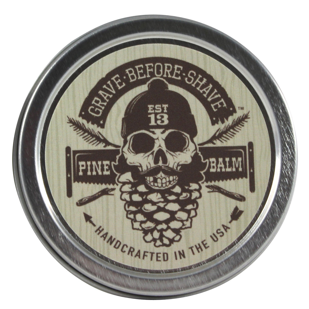 Grave Before Shave pine beard balm tin – tames beard and conditions with pine and cedar notes