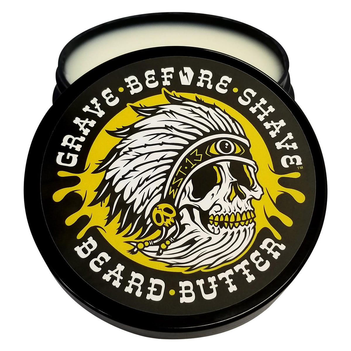 Grave Before Shave teakwood beard butter jar – easy scoop for beard conditioning