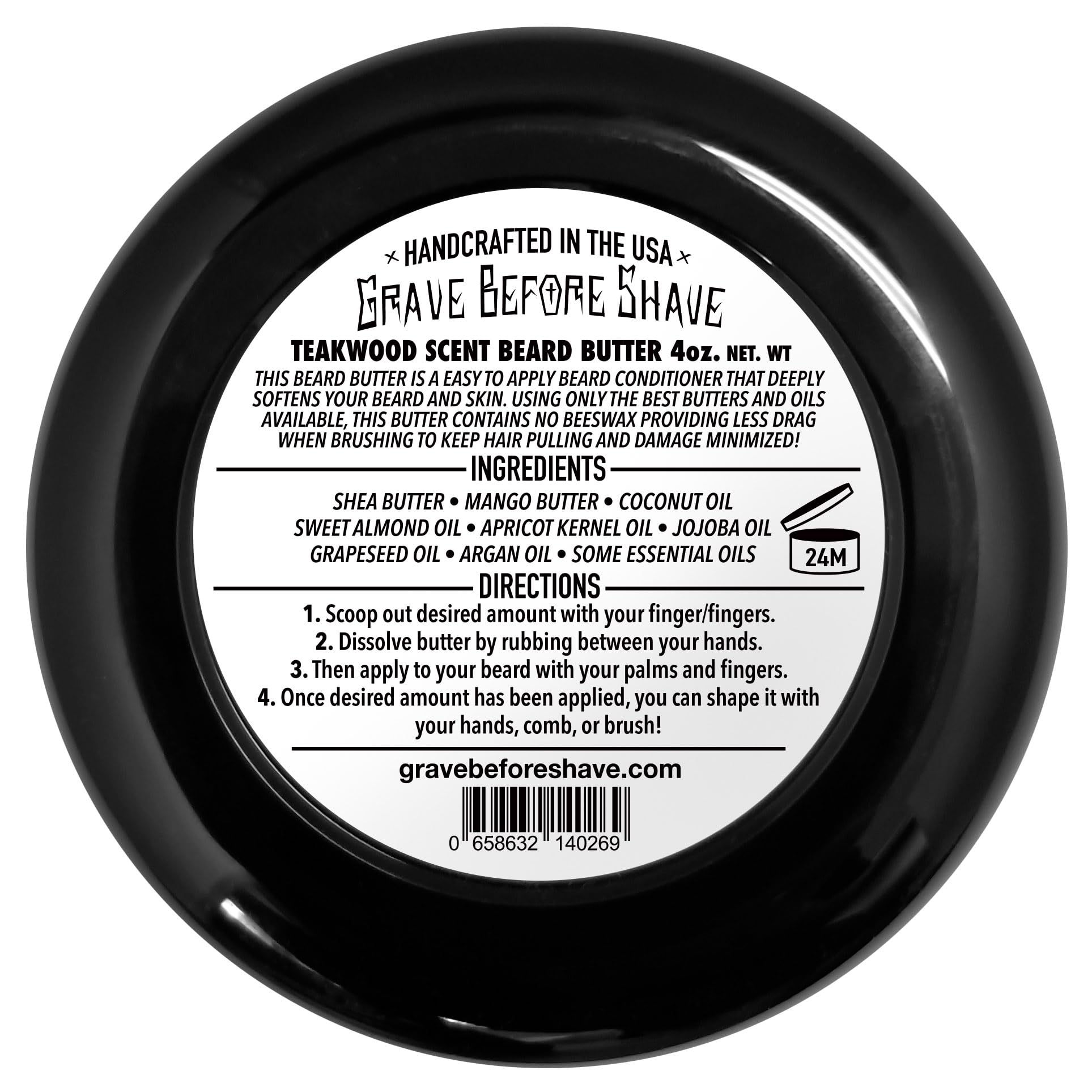 Grave Before Shave teakwood beard butter 4oz jar – generous container for daily use