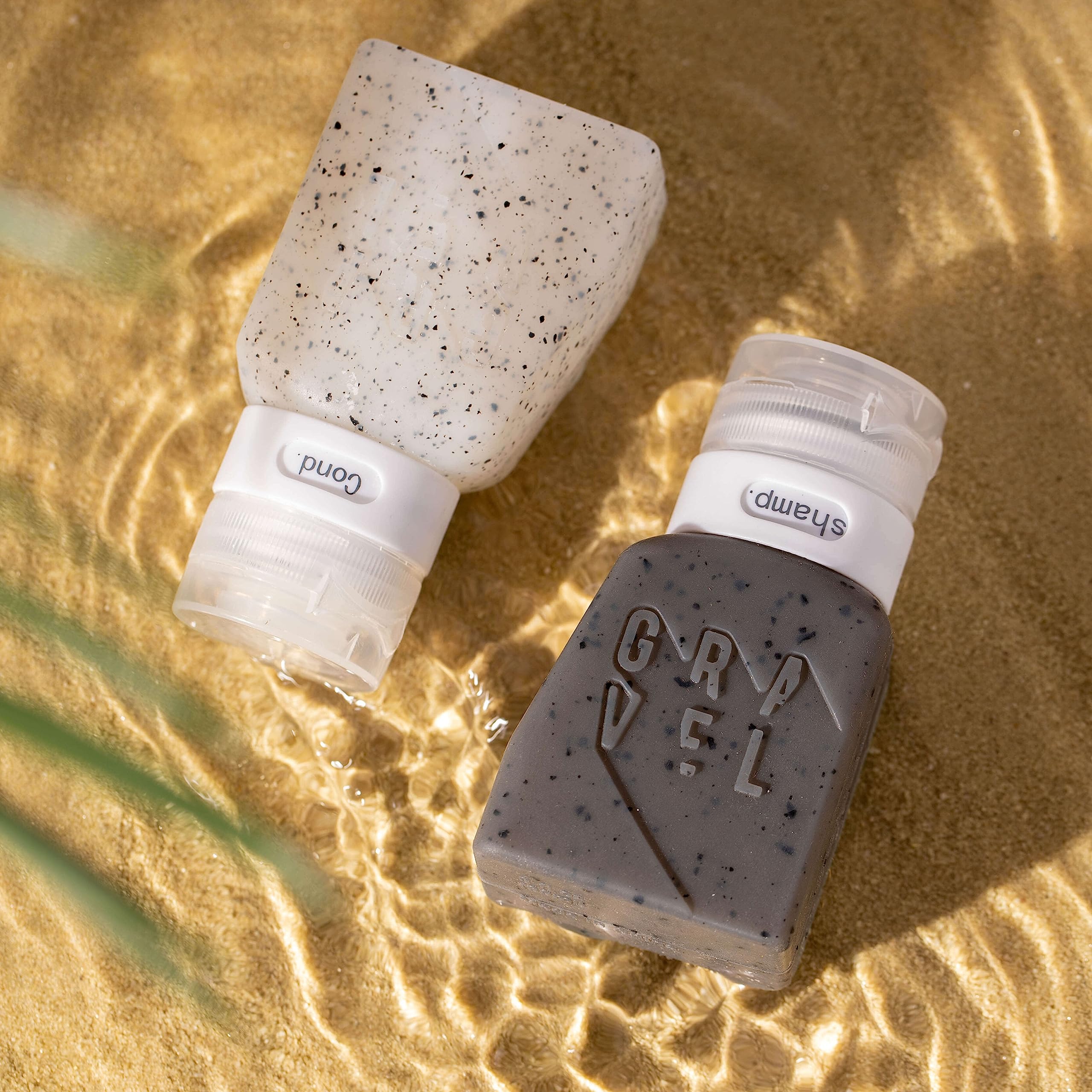 Gravel 3oz travel bottles cap close-up demonstrating leak-proof seal and spill protection