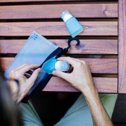 Gravel bottle label swatches illustrate the adjustable labeling system for organization