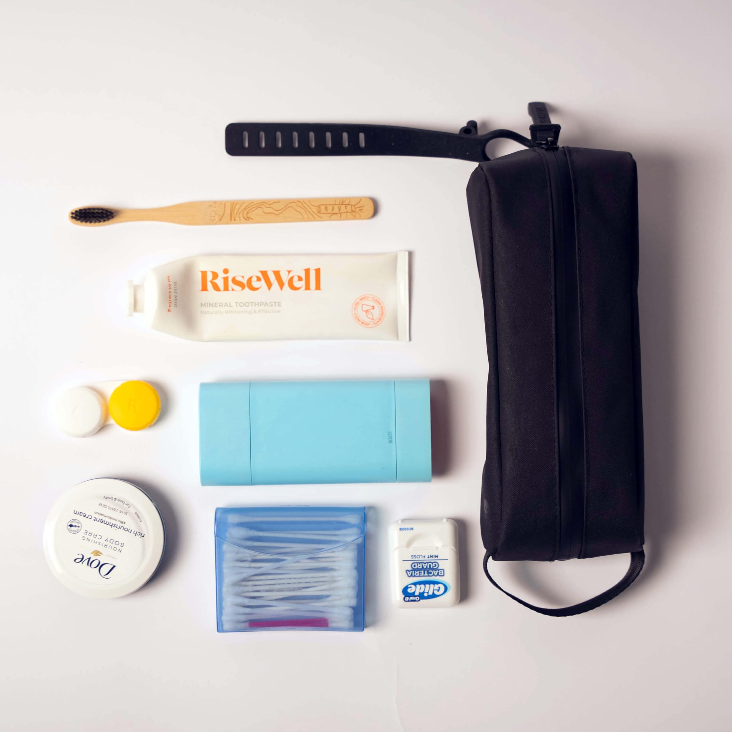 Gravel Mini Hanging Toiletry Bag open flat reveals easy TSA-accessible layout