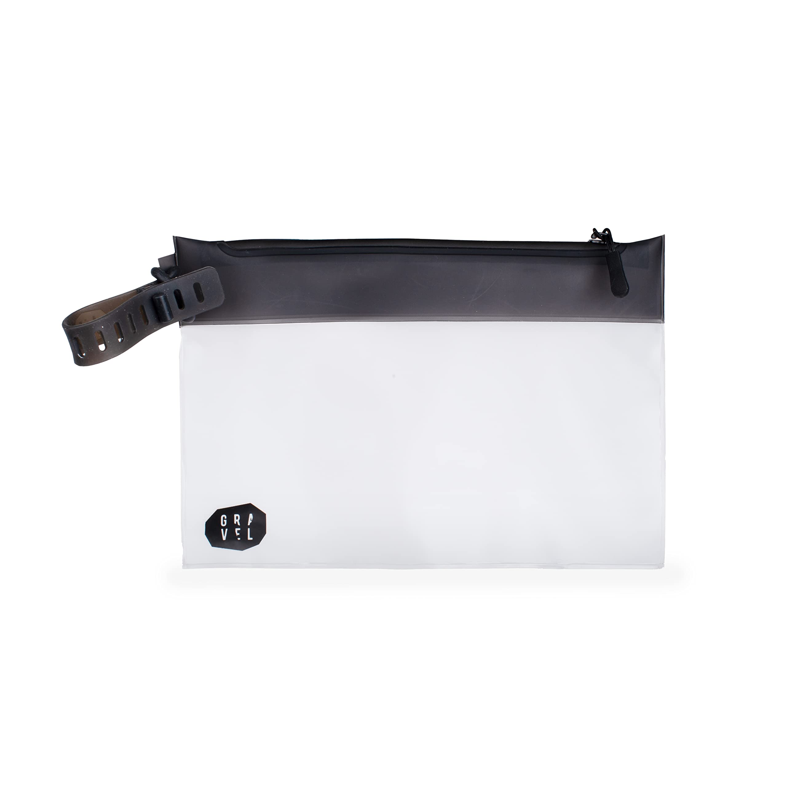 Gravel The Pouch clear travel toiletry bag front view, TSA-friendly quart size for easy security checks