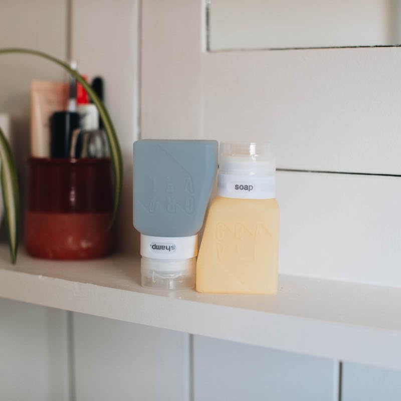 Gravel TSA-approved travel bottles fit neatly in carry-ons for quick checks.