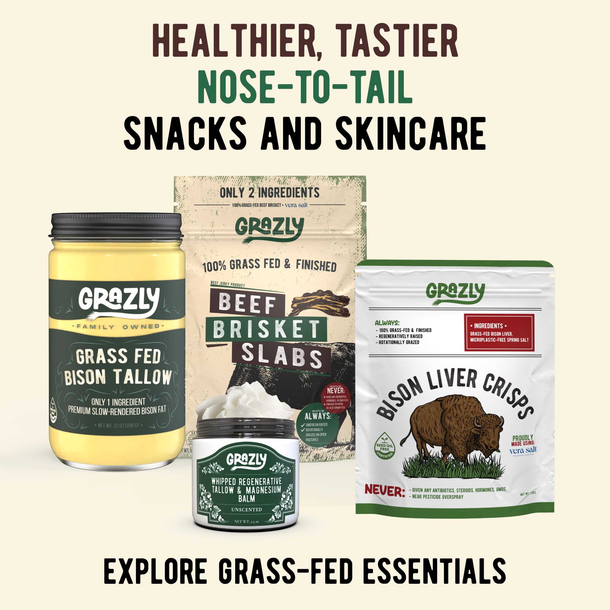 Grazly balm packaging shot conveys long-lasting, economical jar.