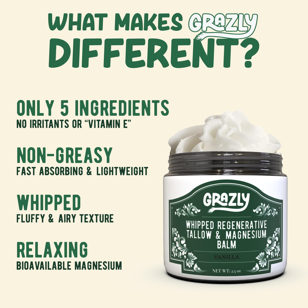 Grazly whipped texture foam highlights quick-absorbing, daily-use balm.