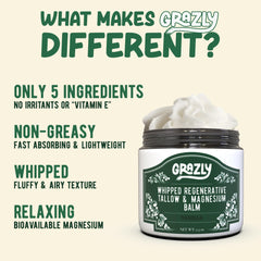 Grazly whipped texture foam highlights quick-absorbing, daily-use balm.