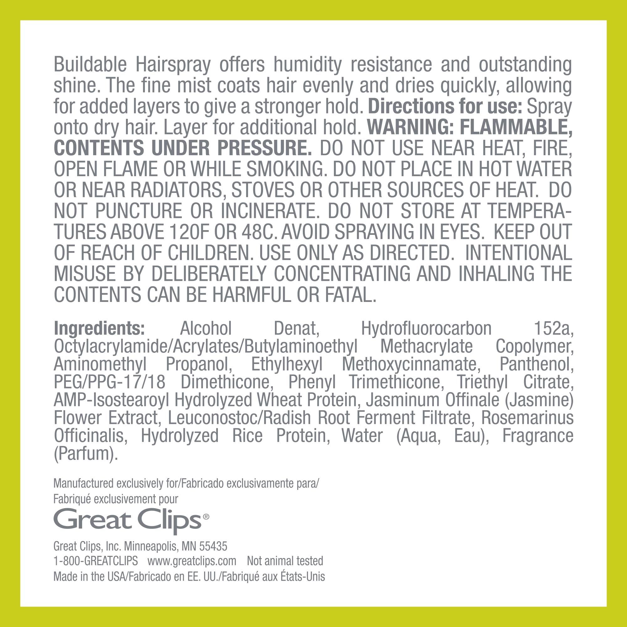 Great Clips Solutions Buildable Hairspray spray-on application quickly dries
