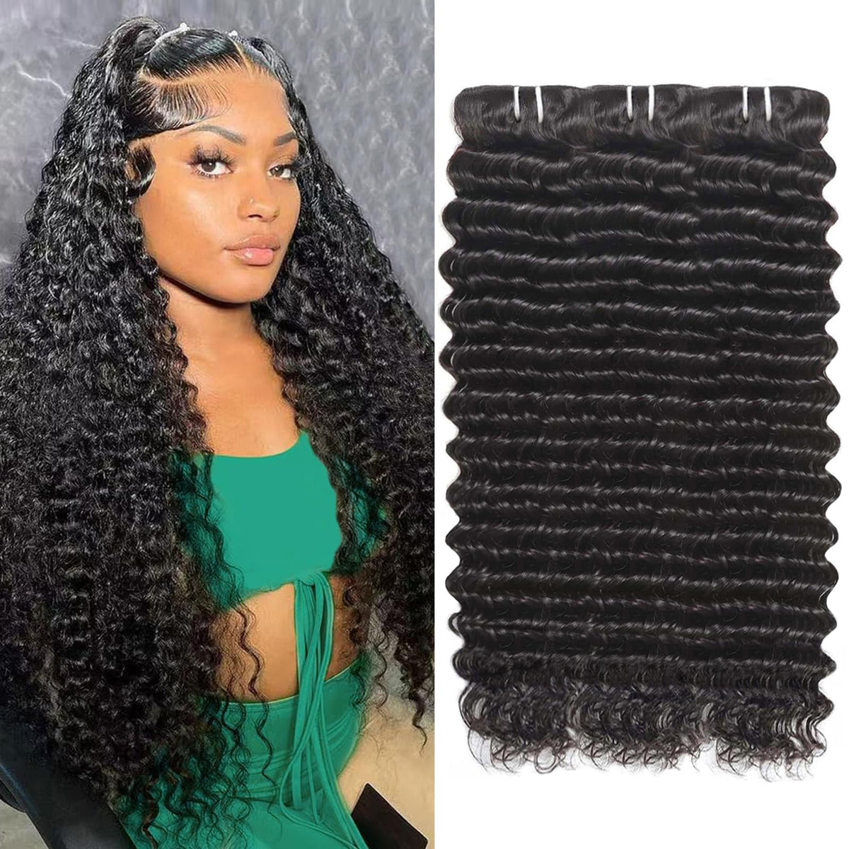 Great Grace deep wave bundles packaging showcases natural Brazilian virgin hair for quick, authentic styling.