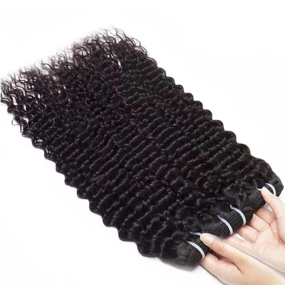 Great Grace deep wave bundles closeup reveals glossy weft and smooth texture.