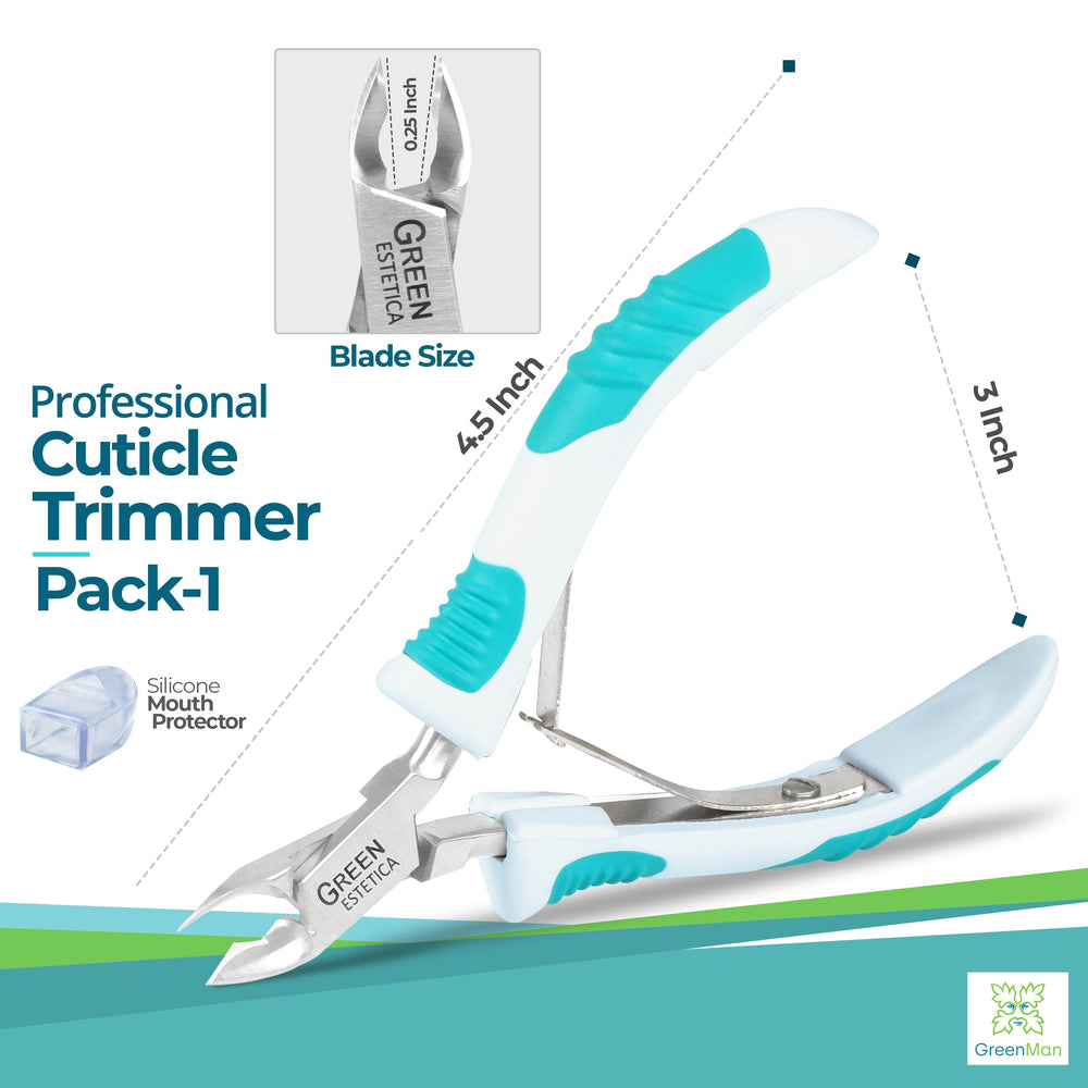 Green Estetica cuticle nippers with sharp blades for precise cuticle removal