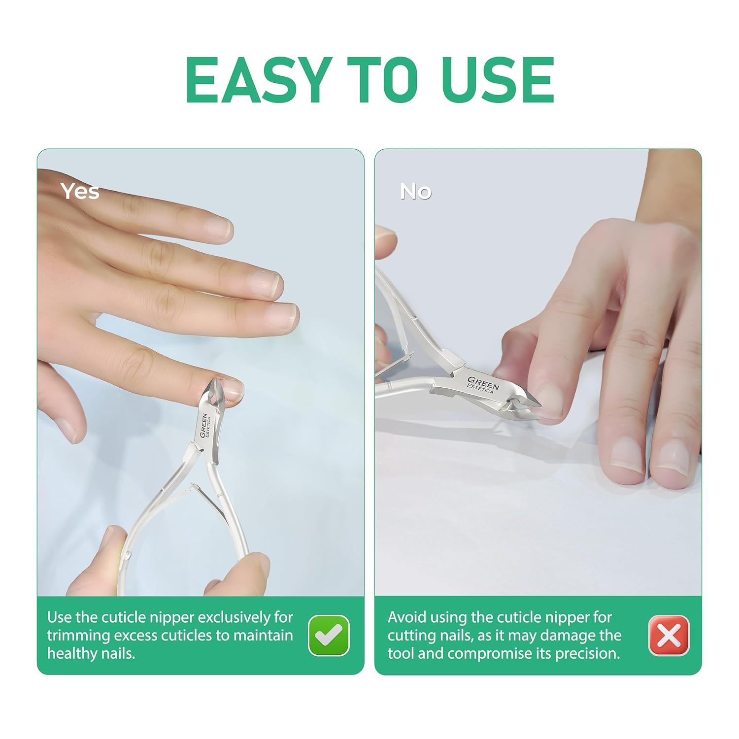 GREEN ESTETICA cuticle trimmer packaging display suggests a thoughtful nail care gift.