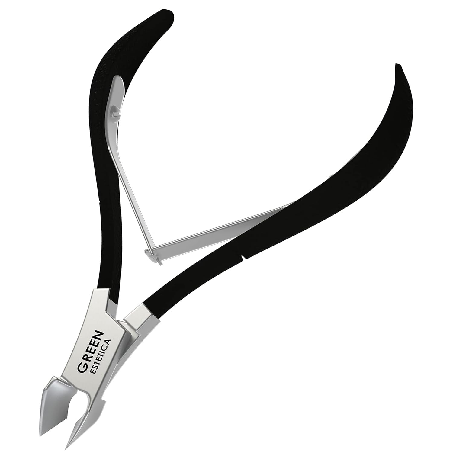 GREEN ESTETICA professional cuticle trimmer black front view for precise cuticle work at home.