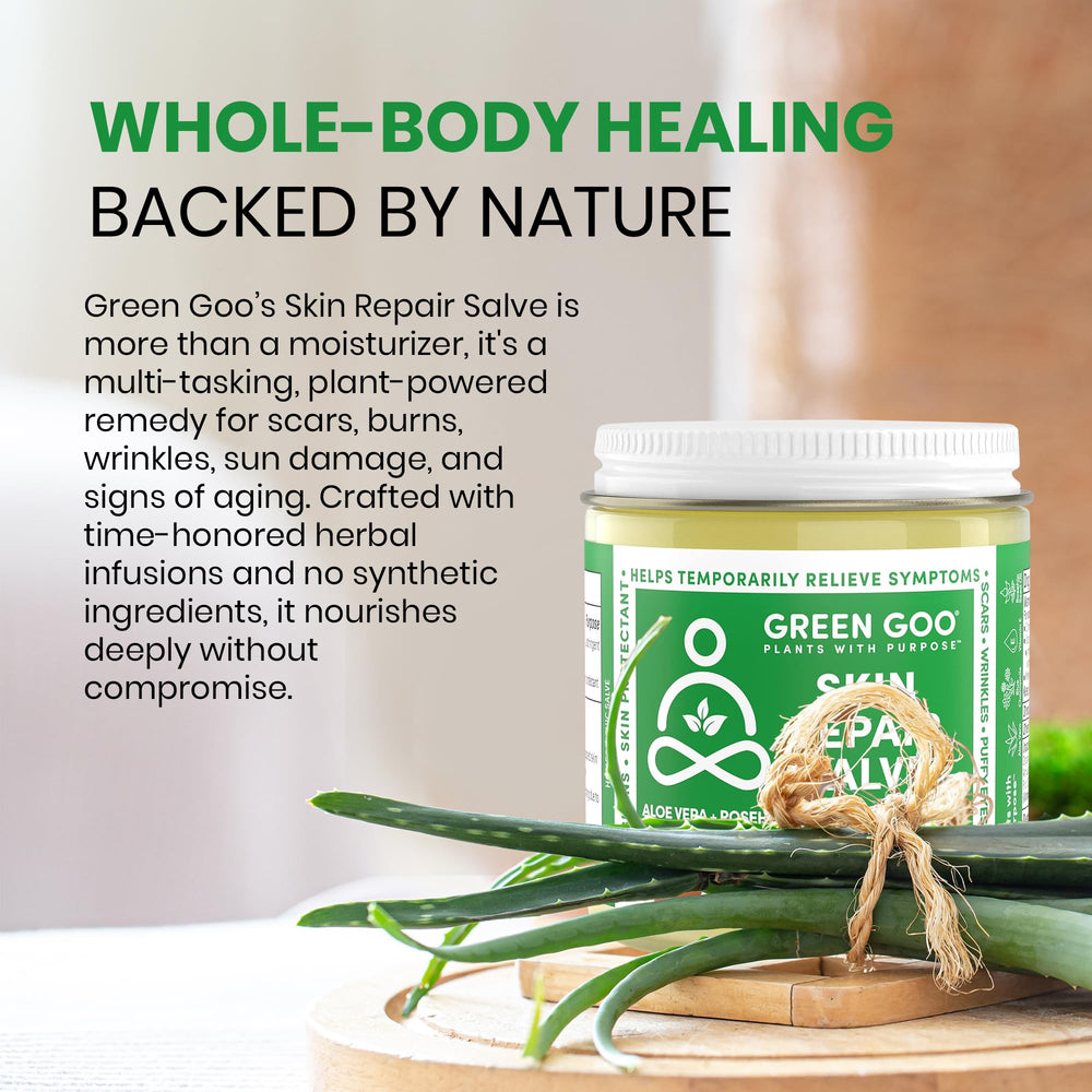 Green Goo Skin Repair Salve packaging ready for travel or bedside use