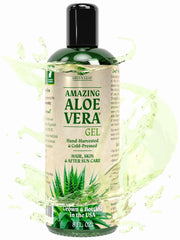 Green Leaf Naturals Aloe Gel bottle closeup for pure hydration on dry skin.