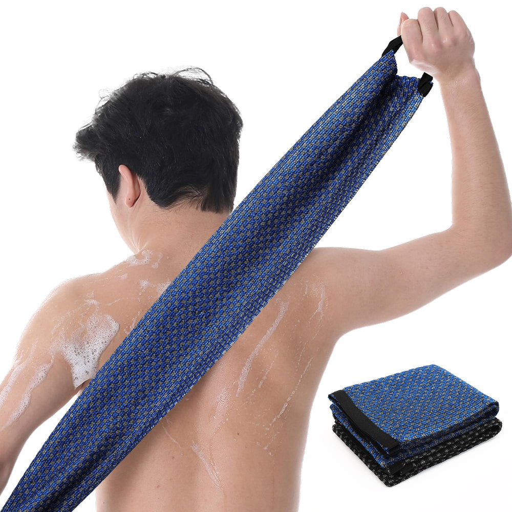 GREEN POMELO Japanese exfoliating towel blue, gentle cleansing for all skin types.