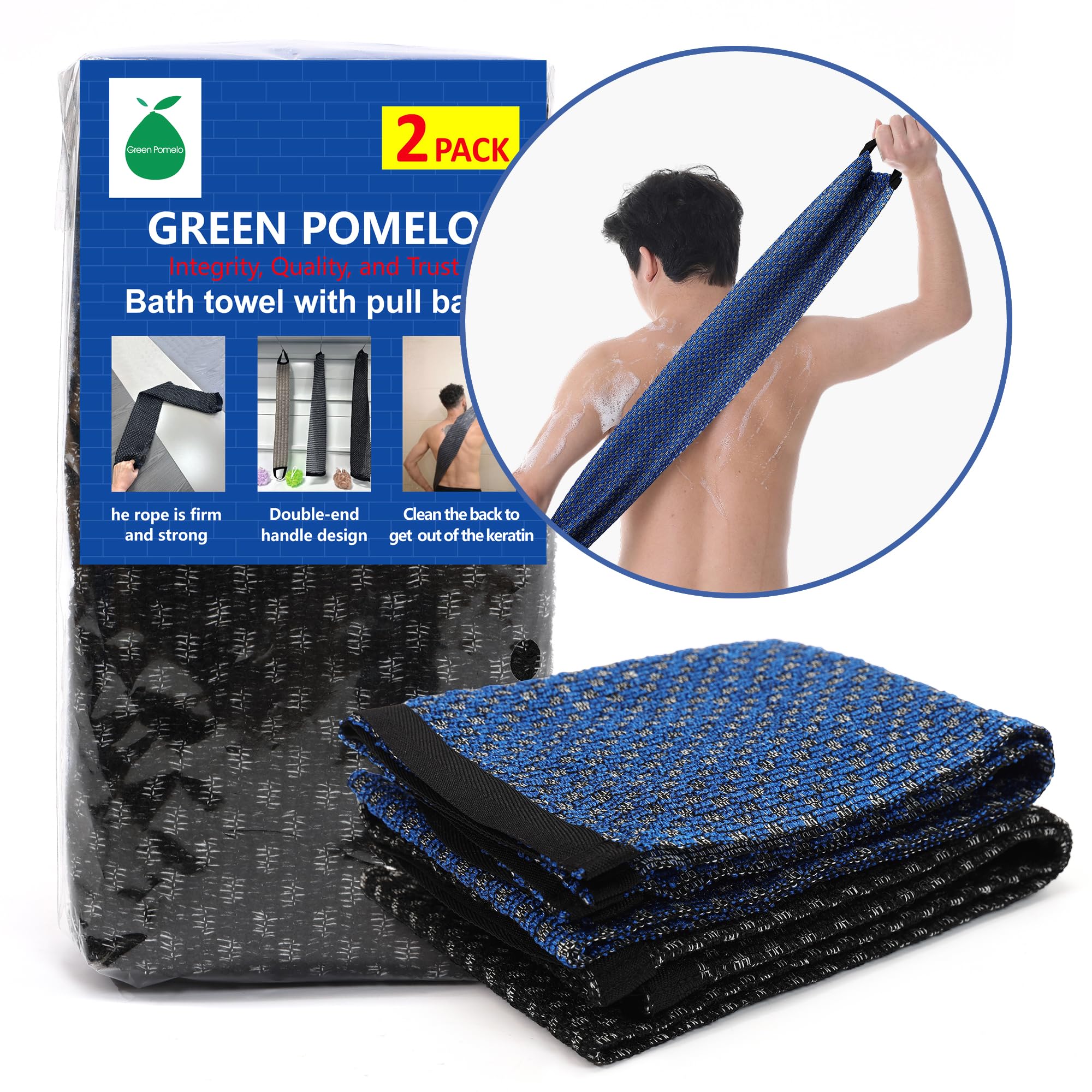GREEN POMELO mesh-design close-up, three-dimensional weave delivers soft friction and lather.
