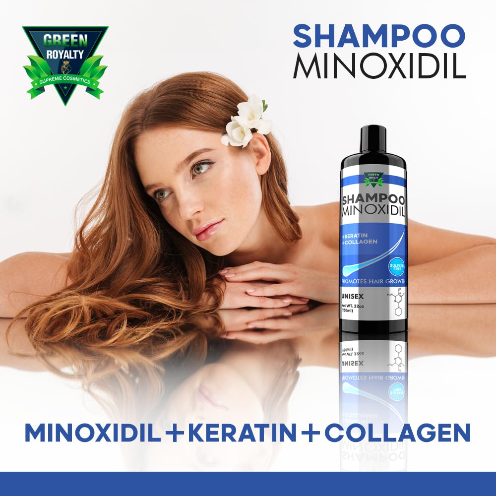 green royalty minoxidil shampoo demonstrates fuller-looking hair possibility