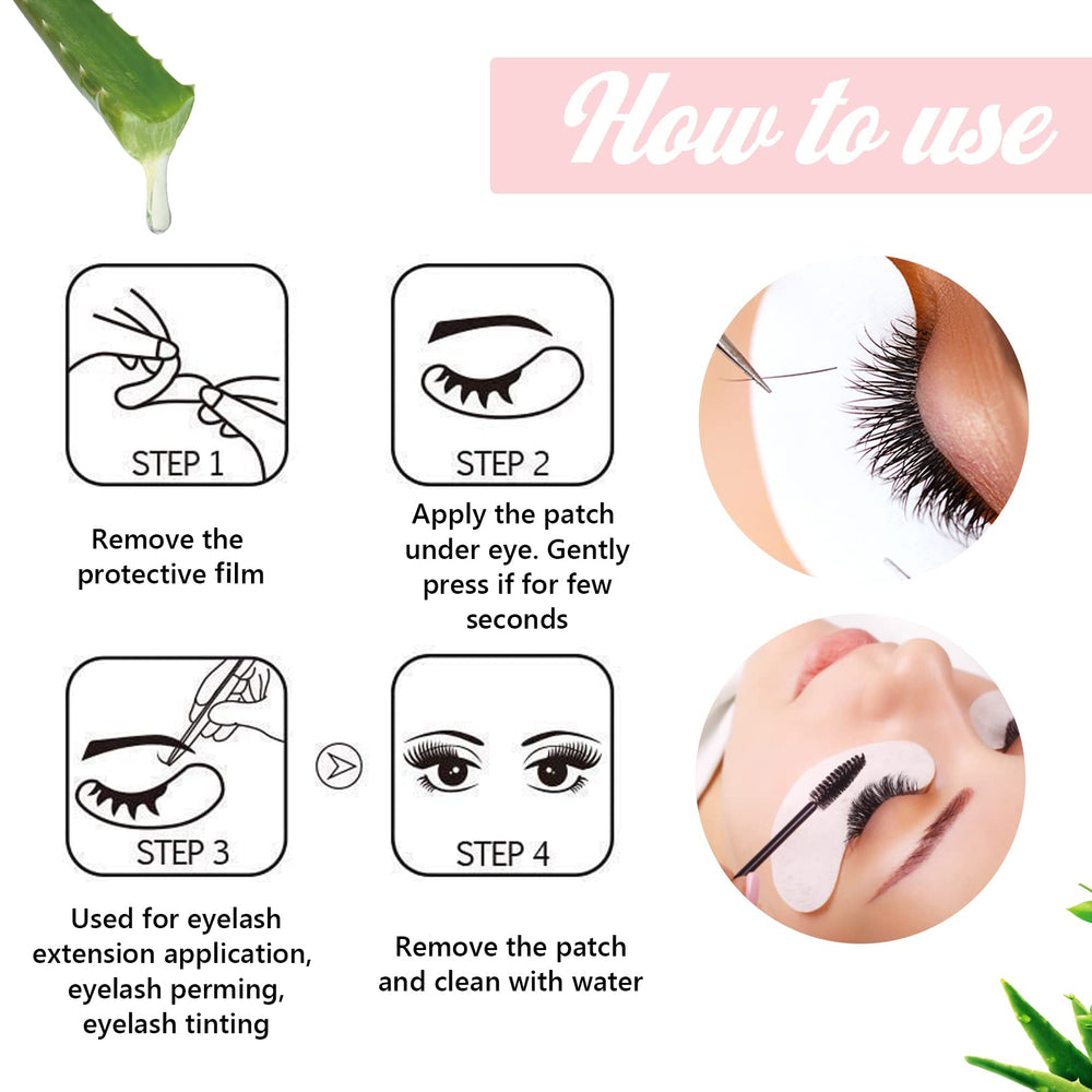GreenLife lash extension setup with gel pads stabilizing bottom lashes