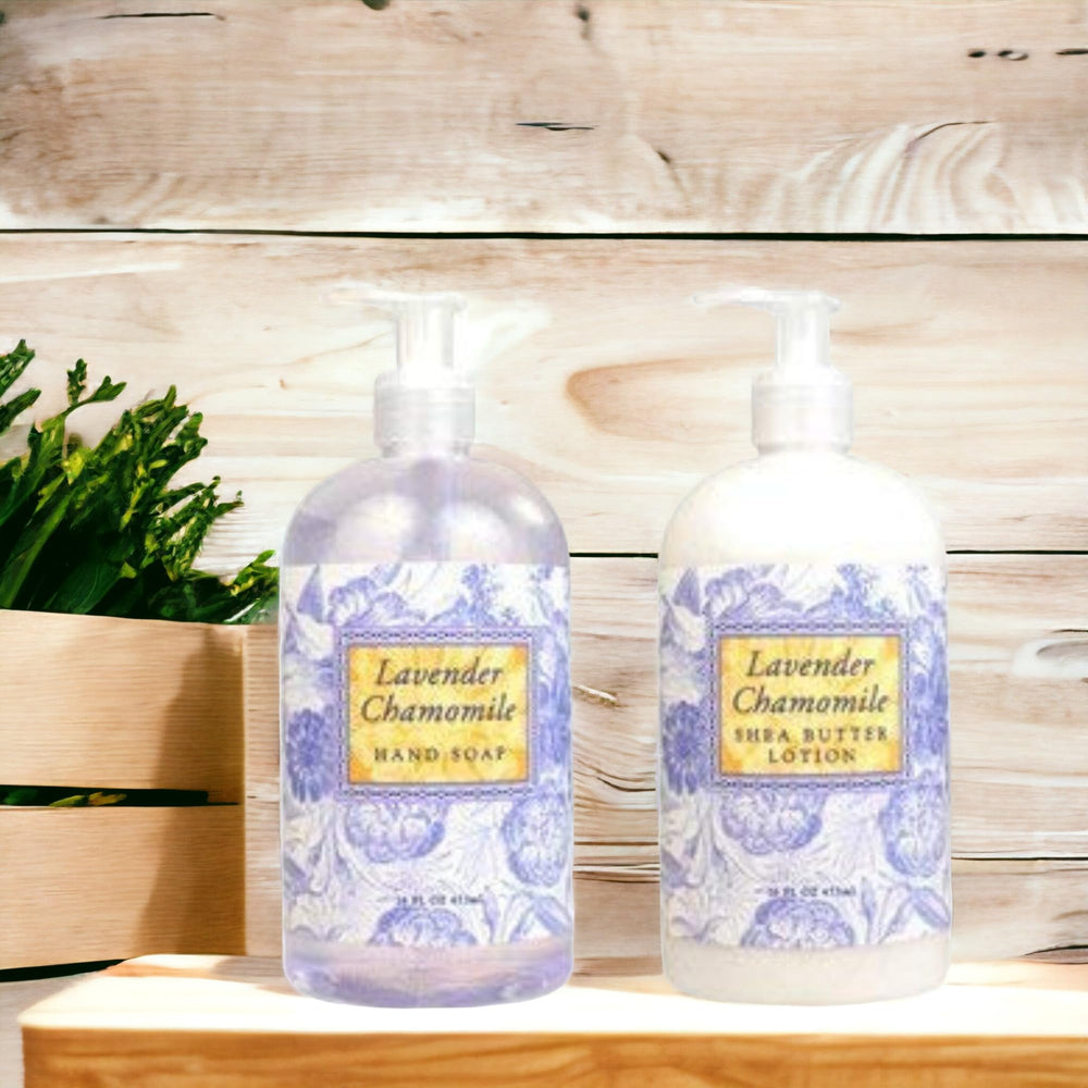 Greenwich Bay hand lotion bottle Lavender Chamomile for smooth skin and light fragrance