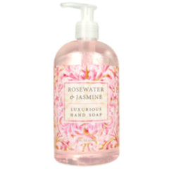 Greenwich Bay Rosewater Jasmine Hand Soap in pump bottle offers refreshing cleanse and spa aroma.