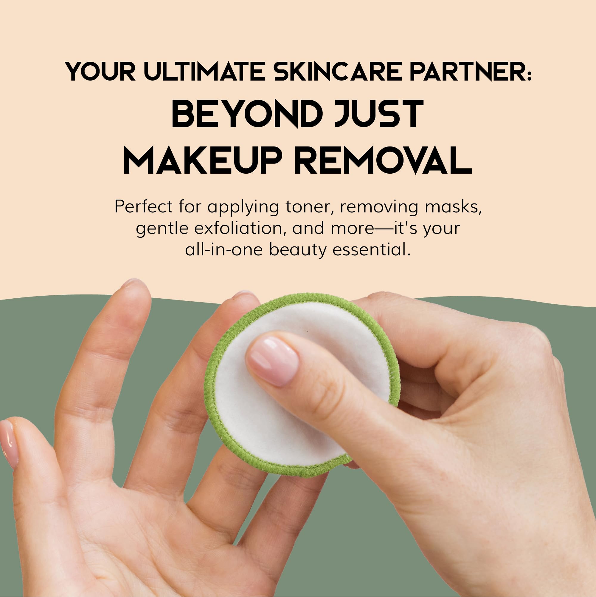 Greenzla bamboo cotton polyester pads offer soft, absorbent cleansing for all skin types.