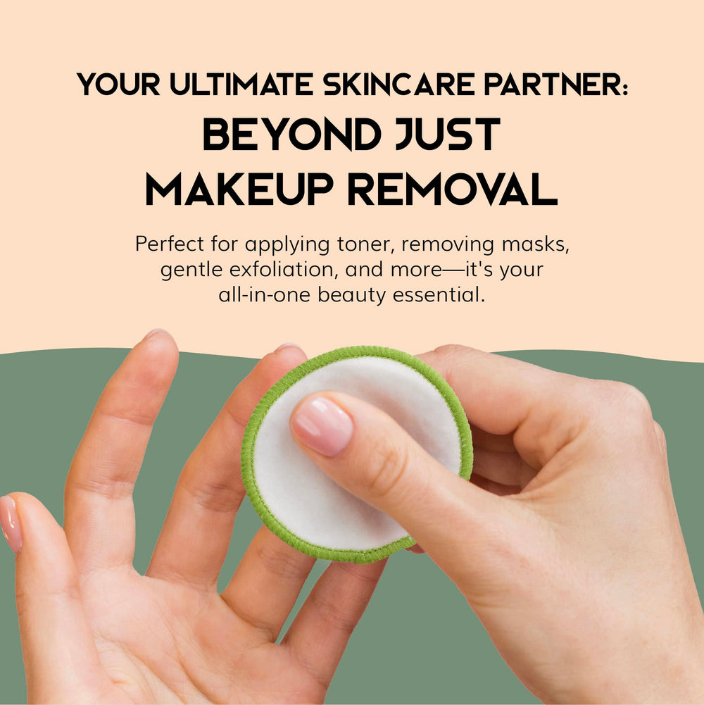 Greenzla bamboo cotton polyester pads offer soft, absorbent cleansing for all skin types.