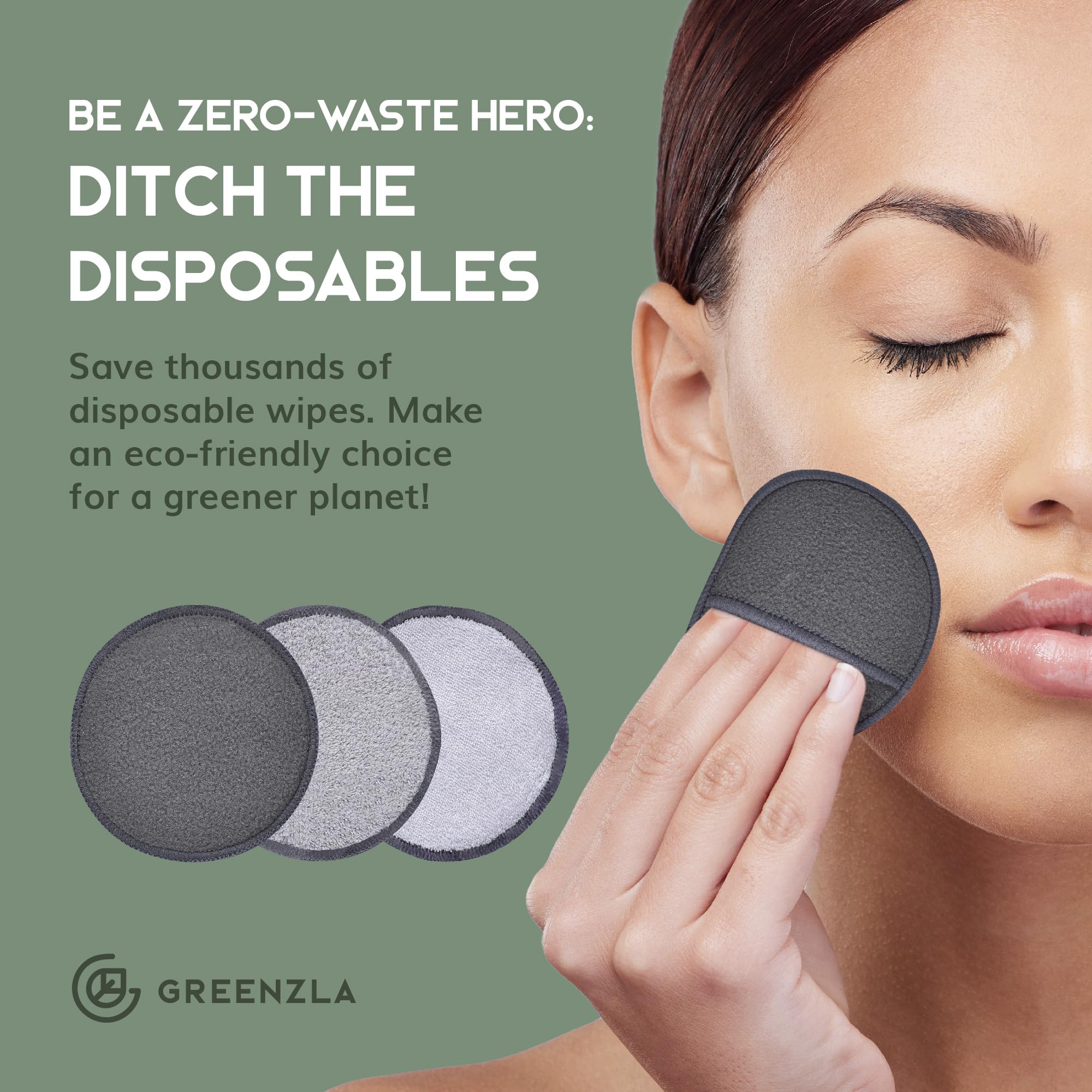 Greenzla bamboo terry pad ideal for toner application and soft exfoliation