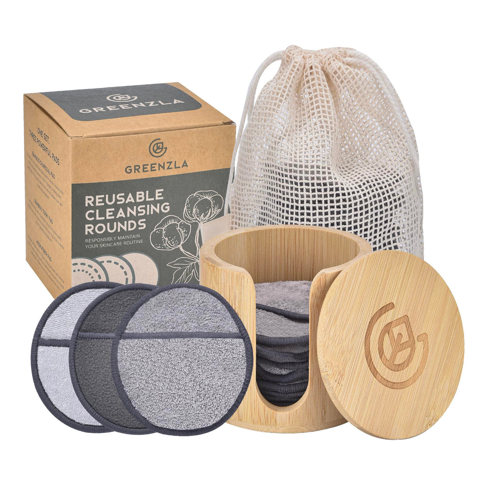 Greenzla reusable makeup remover pads set with microfiber pad for gentle cleansing and removal