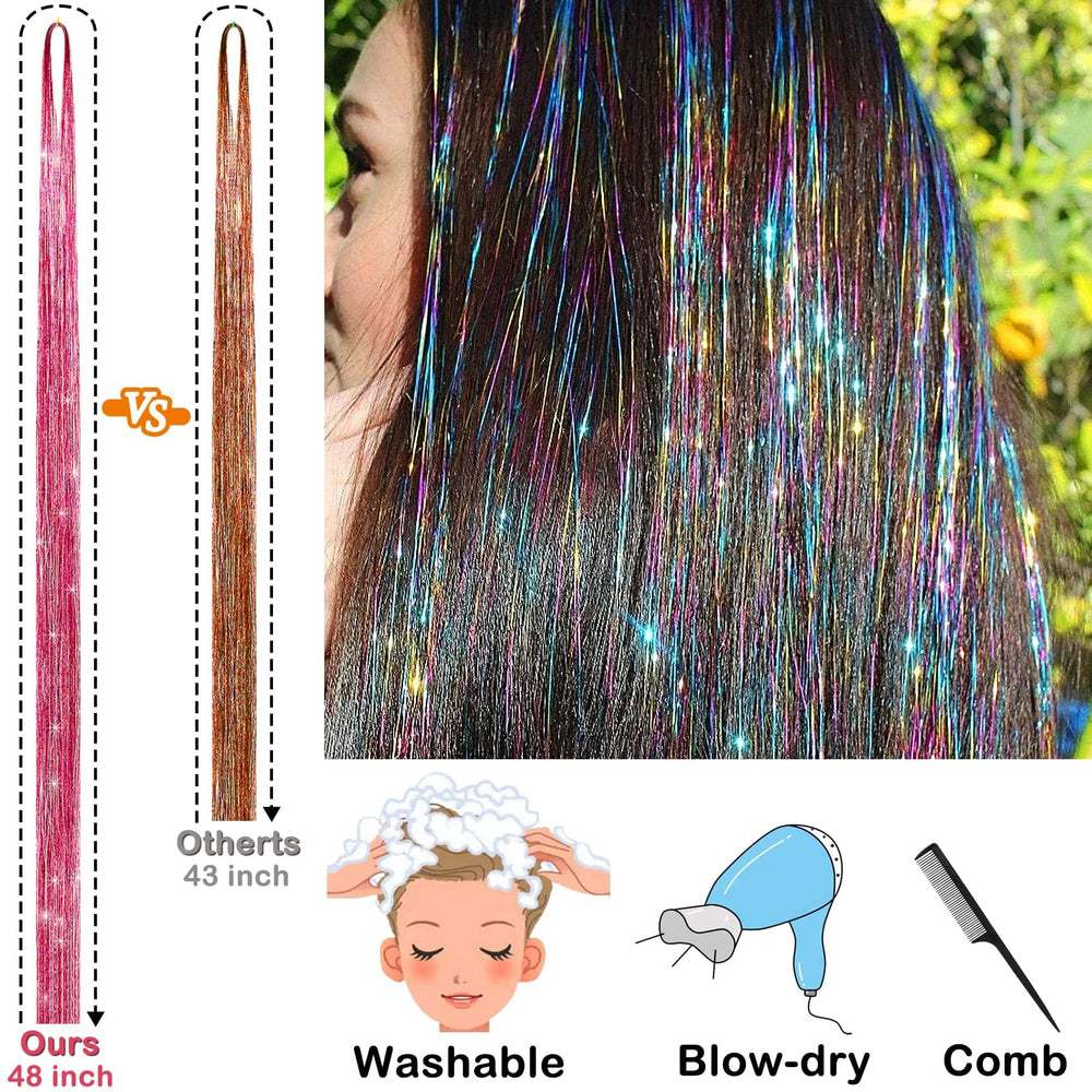 GrennMauler heat resistant polyester tinsel survives styling with heat tools.