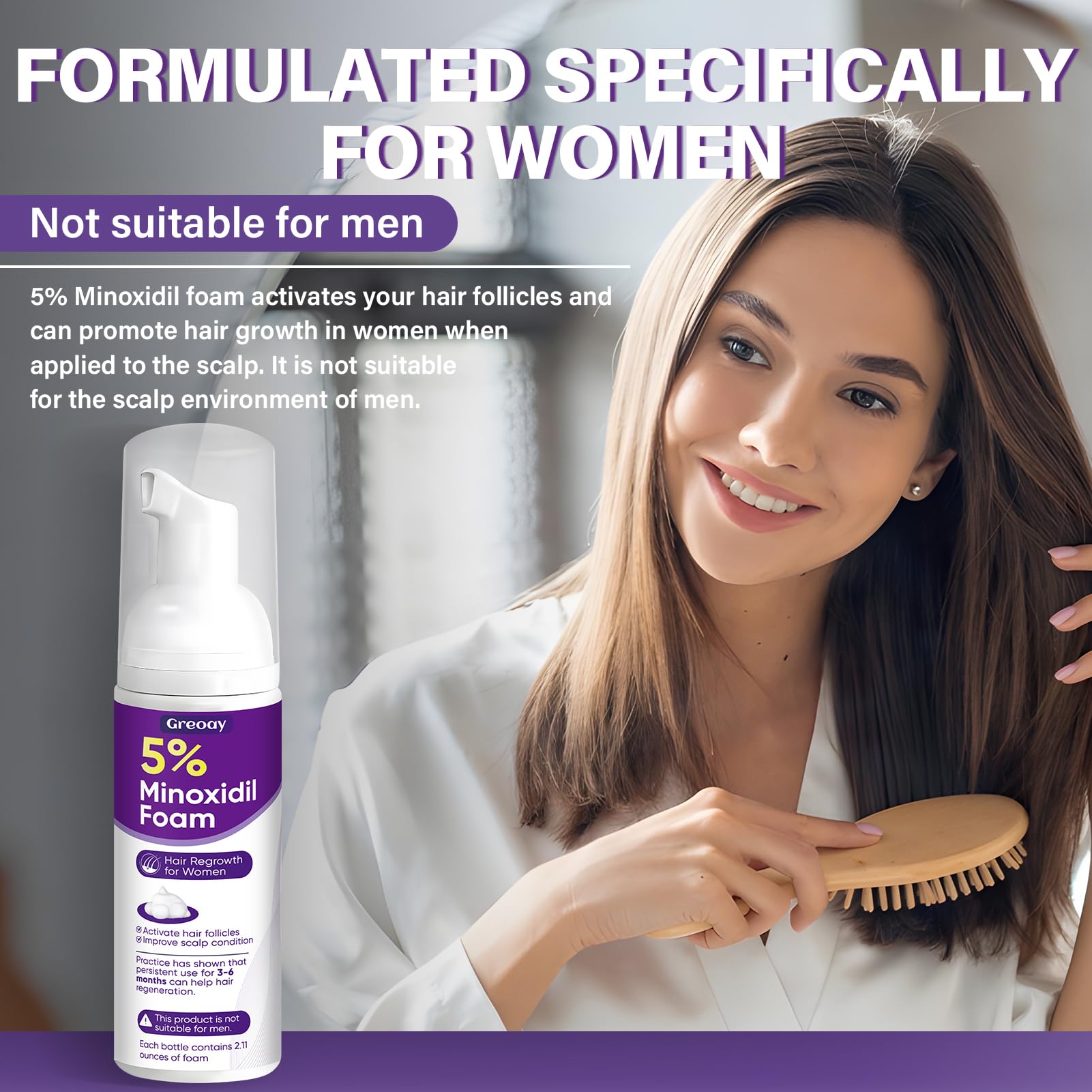 Greoay hair strands show added volume shine