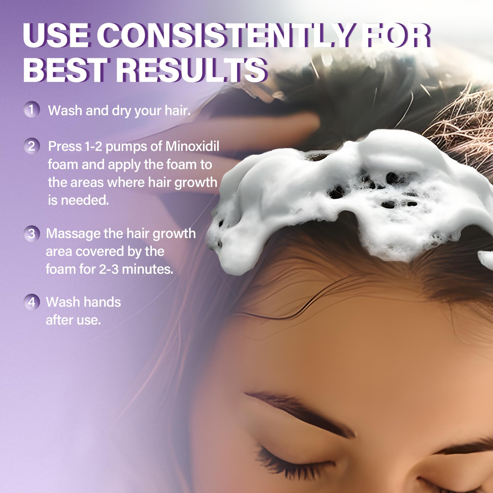 Greoay minoxidil foam packaging on vanity for daily routine