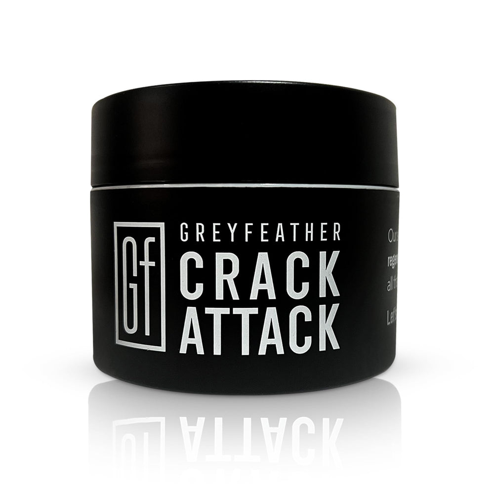 Greyfeather Crack Attack Hand Cream bottle shows fast-absorbing hydration.