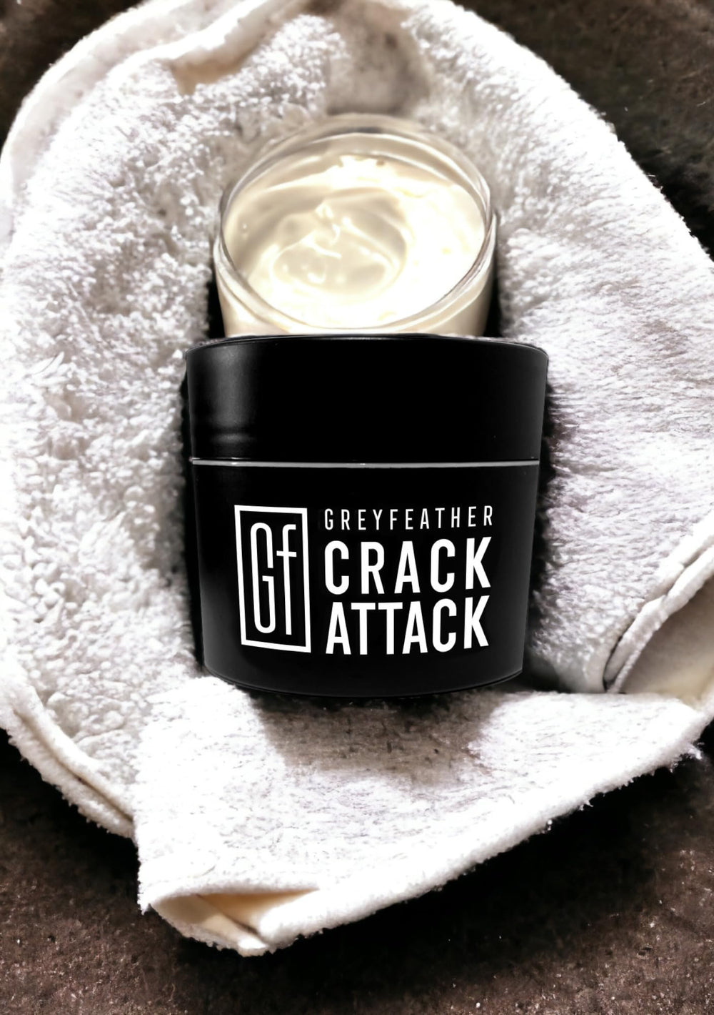Greyfeather Crack Attack Hand Cream rich texture close-up for nourishing skin.