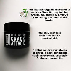 Greyfeather Crack Attack Hand Cream being massaged into dry hands after washing.