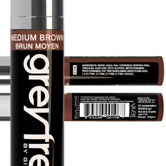 Greyfree root touch up mascara showing seamless gray-root concealment on hairlines.