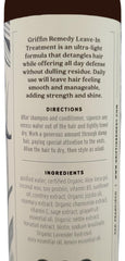 Griffin Remedy leave-in conditioner bottle highlights organic chamomile conditioning for hair and scalp.
