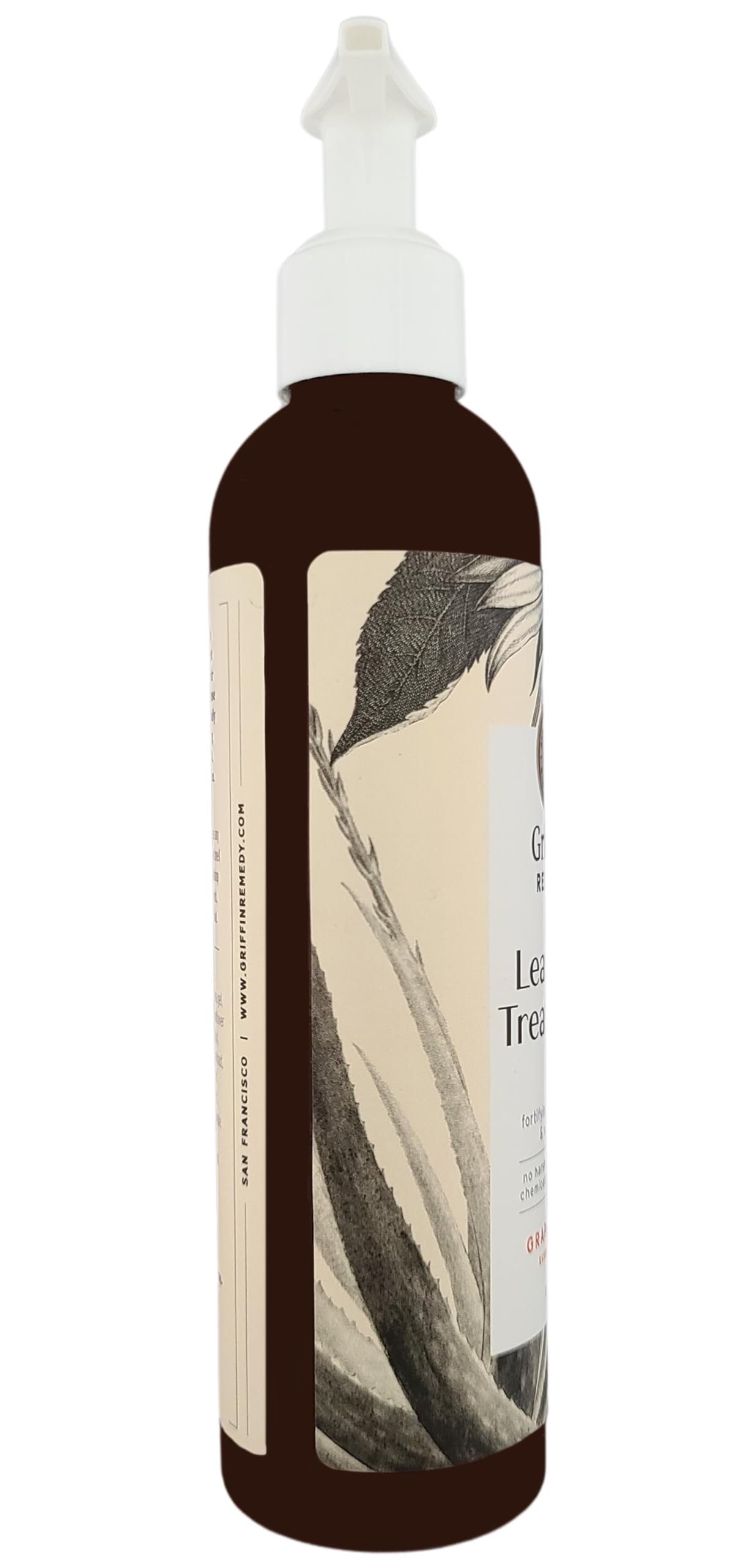 Griffin Remedy leave-in conditioner packaging from recycled materials supports eco-conscious routines.