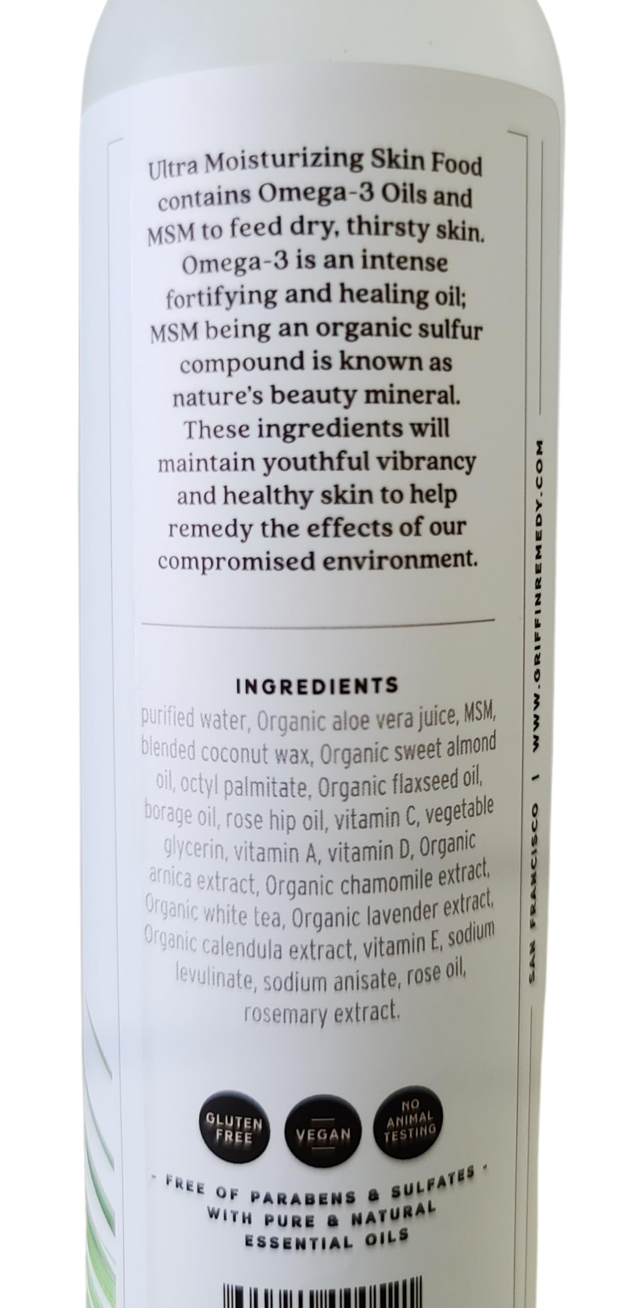 Griffin Remedy Omega-3 Body Lotion vegan cruelty-free formula.