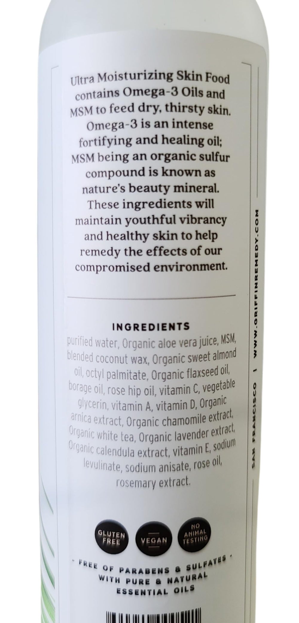 Griffin Remedy Omega-3 Body Lotion vegan cruelty-free formula.