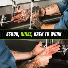 Grip Clean clay-infused pumice action lifts dirt while protecting skin during long shop shifts.