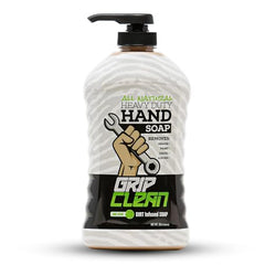 Grip Clean Heavy Duty Hand Cleaner bottle-front demonstrates grease removal for mechanics.