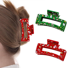 GRITOSE Christmas hair clip closeup in red and green for festive styling