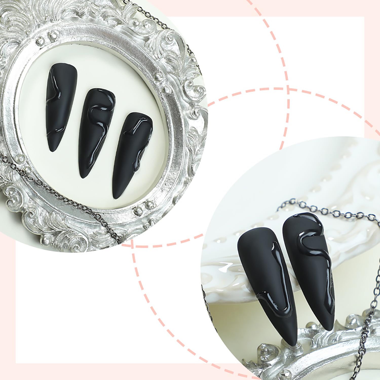 GRITOSE matte black nails with glossy finish closeup highlighting durability