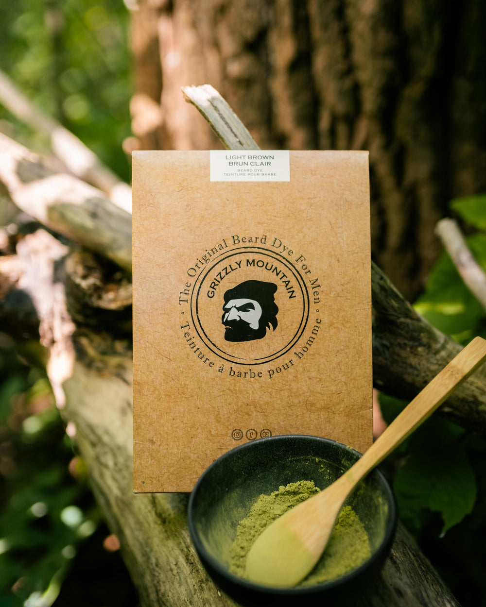 Grizzly Mountain Beard Dye finished light brown shade respects natural beard coarseness.