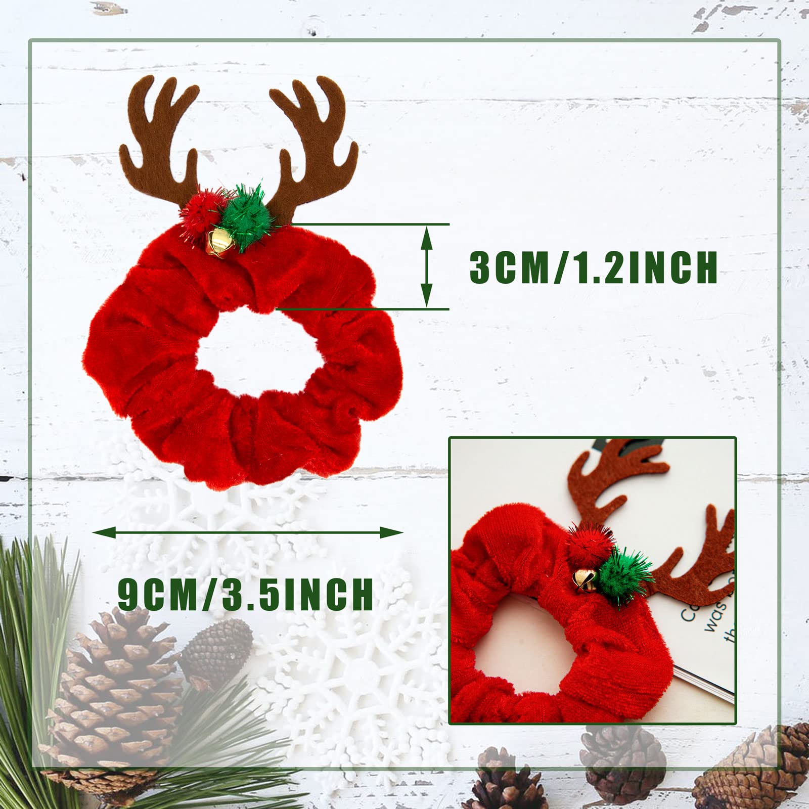 GrliTra snowflake-pattern scrunchies closeup—soft velvet texture for comfortable all-day wear.