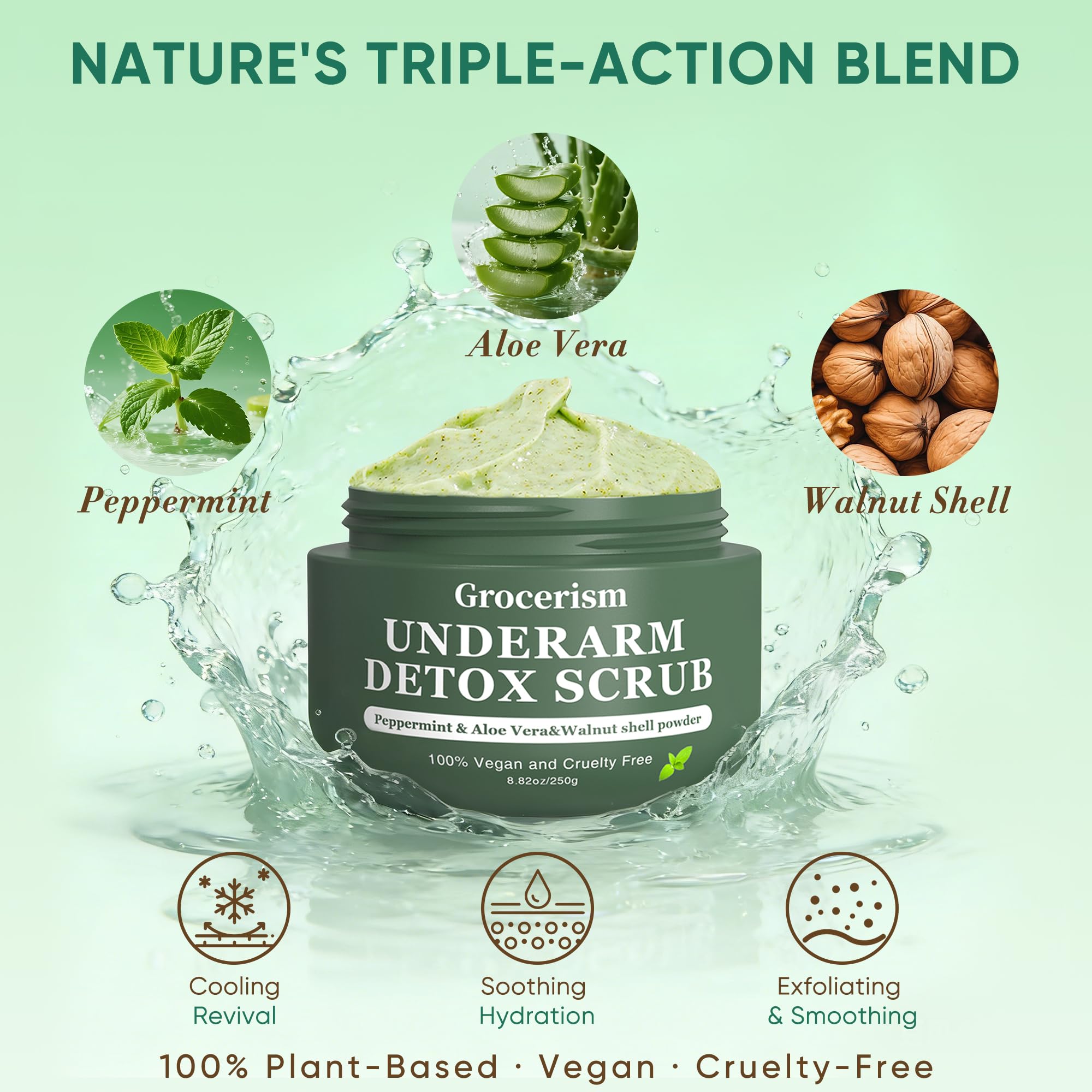 Grocerism Armpit Detox Scrub aloe vera hydration soothes sensitive skin.