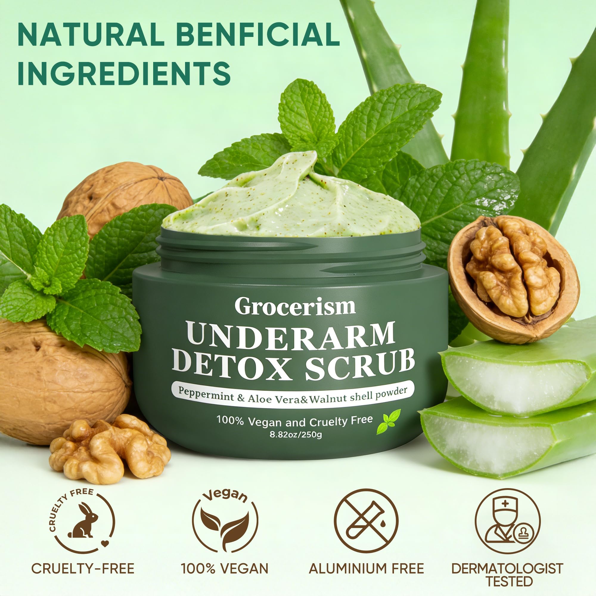 Grocerism Armpit Detox Scrub multi-use for rough knees and elbows.